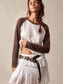 Bohemela 休閒針織拼接寬鬆長袖女款T恤 - 彩色 - 查看 6
