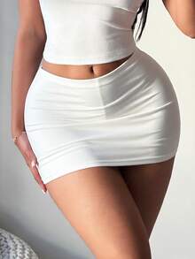 SHEIN SXY 2件組女款簡約純色緊身裙 - 彩色 - 查看 7