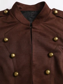 SHEIN Sweetro Women's Solid Color Casual Versatile Daily Wear Long Sleeve Jacket - Brown - View 6