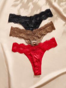 Charlaine Women's Lace Patchwork Panties 3-Piece Set - Multicolor - View 2