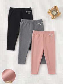 SHEIN 3件組女嬰秋冬款下身褲 - 彩色 - 查看 5