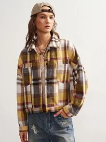 Bohemela Women's Plaid Casual Versatile Daily Long Sleeve Jacket - Blue - View 6