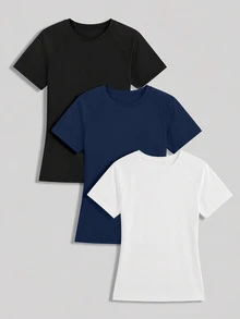 SHEIN 3PCS Teen Boys Activewear - Multicolor - View 1