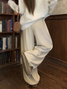 DAZY Women's Solid Color Drawstring Waist Casual Daily Sweatpants - Khaki - View 9