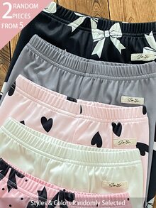 Souflis Souflis 5件組隨機發送 2件 春夏四季女孩愛心蝴蝶結甜美可愛百搭柔軟舒適羅紋針織內搭褲多件套裝 - 彩色 - 查看 5