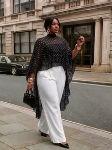 Firerie 2PCS Plus Size Co-Ords - Black and White - View 3