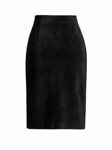 SHEIN Clasi 女款素色百褶休閒百搭日常穿著裙 - 黑色 - 查看 8