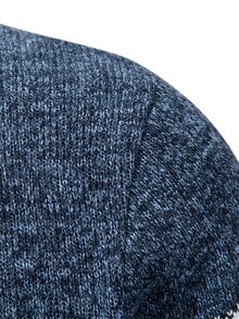 Manfinity Homme Cardigan Rajut Hangat Kasual Lengan Panjang dengan Resleting Motif Geometris untuk Pria - Grey - View 3
