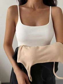 DAZY 2pcs/Set Women's Winter Thermal Lined Simple Versatile Camisole Base Layer Tops - Black - View 17