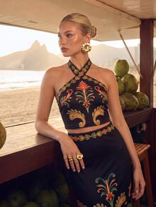 CAJUNI Tropical Vacation Knitting Top And Skirt Coord - Multicolor - View 4