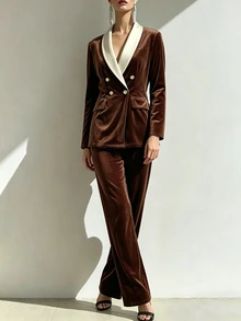 Balvessa Fall Clothes FOR WomenWomen Suit Sets - Coffee Brown - View 3