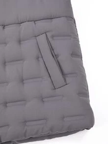 Teen Boys Winter Thick Quilted Sleeveless Padded Vest - Dark Grey - View 6