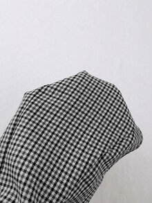 Grovea 大尺碼梭織復古優雅休閒千鳥格雙排扣V領無袖背心馬甲 辦公正式穿搭 黑白配色 秋季 - 黑與白 - 查看 7