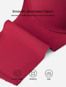 LUVLETTE Dream Curve Support+ Side Support  Underwire Push Up T-Shirt Basic  Comfortable No-Show Seamless Must-Haves  Christmas Red Bra - Red - View 10