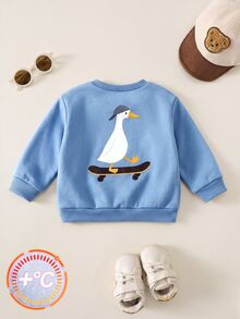 LMoss Kids Baby Boy Blue Duck Print Crew Neck Long Sleeve Cute Versatile Sweatshirt - Blue - View 6