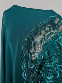 Slumberist 性感蕾絲露背女款居家服仿冰絲睡裙 - 墨綠色 - 查看 7