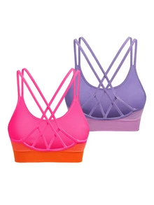 Activina Women's Gradient Color Criss-Cross Back Daily Fitness Sports Bra - Multicolor - View 2