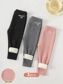 SHEIN 3件組女嬰秋冬款下身褲 - 彩色 - 查看 1