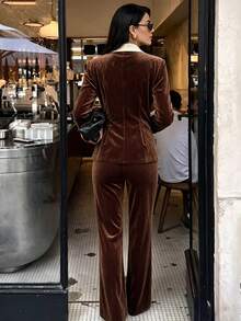 Balvessa Fall Clothes FOR WomenWomen Suit Sets - Coffee Brown - View 2