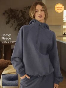 GLOWMODE Heavyweight Fleece Oversized Sweatshirt Jacket Thick Thermal Warm Winter - Iron Gray - View 1