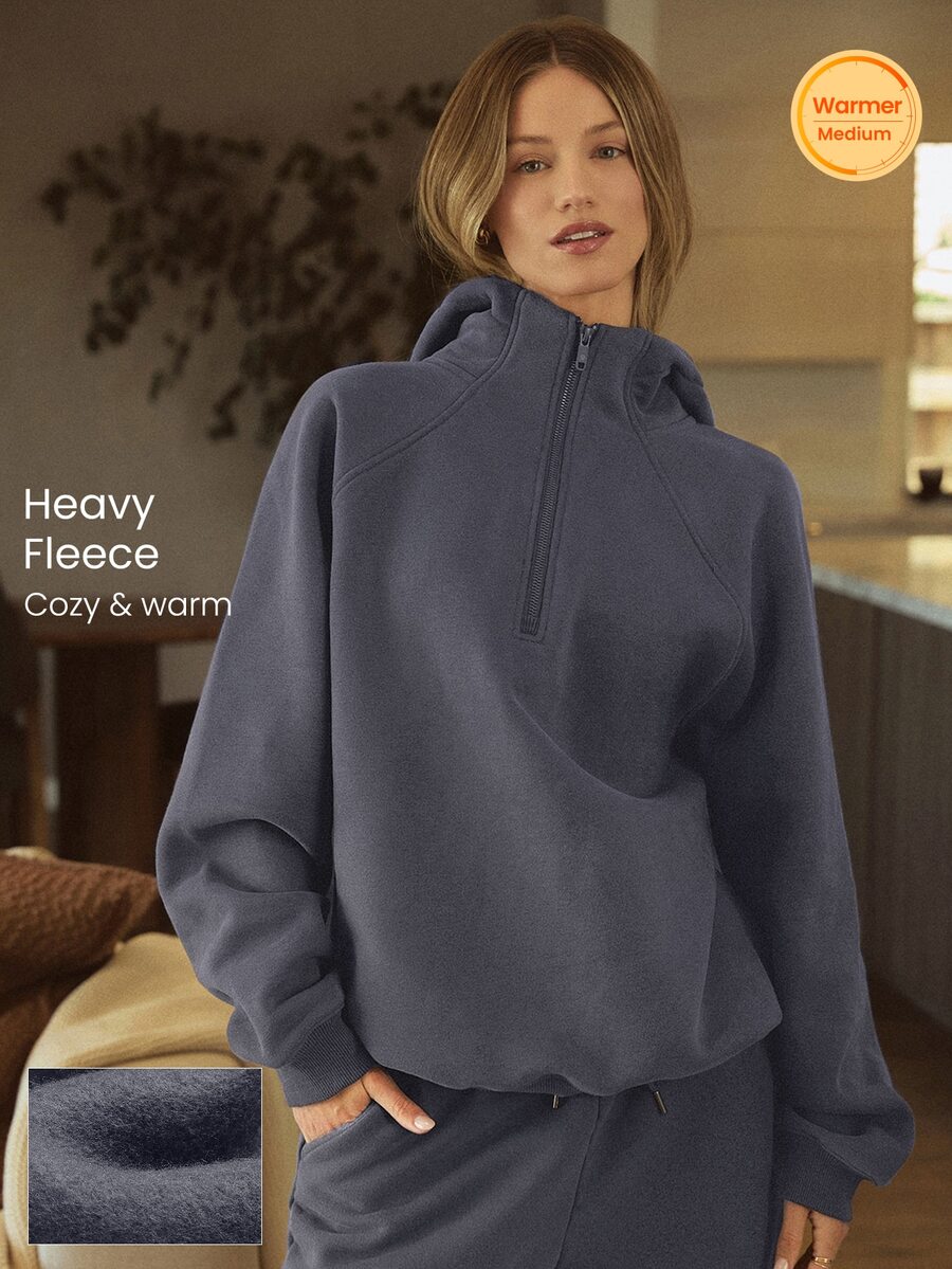 GLOWMODE Heavyweight Fleece Oversized Sweatshirt Jacket Thick Thermal Warm Winter - Iron Gray - View 1