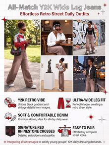 SHEIN ICON 女款休閒日常牛仔褲，附口袋、鈕扣與十字圖案 - 棕色 - 查看 13