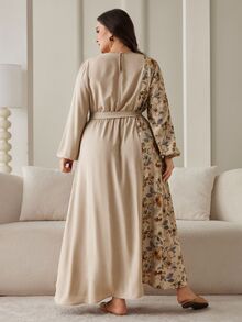 Al Najma Plus Size Women's Floral Print Casual Party Arabian Dress - Multicolor - View 2