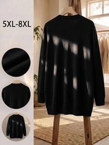 SHEIN CURVE+ Plain Casual Long Sleeve Plus Size Cardigan In Fall/Winter - Black - View 2