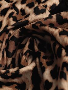 Balvessa Women's Leopard Print Cutout V-Neck Pocket Fashion Short Dress - Khaki - View 6