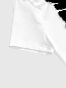 ROMWE Y2K Áo thun nữ vai lệch in slogan tối màu - trắng - Xem 4