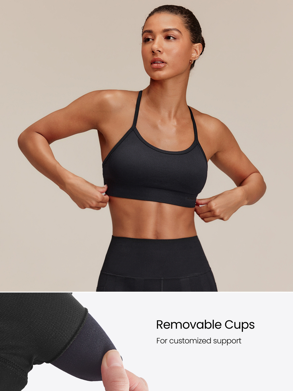 Seamless Cross The Line Sports Bra With Double Cross-Back Design & Removable Cups Low Impact Yoga Pilates Studio Active Wear