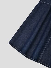 GlowEve Women's Long Sleeve Single-Breasted Casual Denim Shirt Dress - Blue - View 5