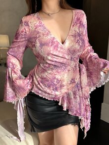 Vibekara Plus Size Women's V-Neck Floral Print Casual Daily Wear Blouse - Multicolor - View 1