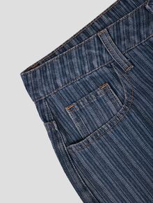 GlowEve Women's Striped Fashion Button Pocket Denim Jeans - Blue - View 4