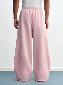 TOKVUE Men's Casual Drawstring Waist Wide Leg Sweatpants For Daily Wear - Pink - View 2