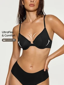SHAPORA 1 áo ngực có gọng nữ không đệm, nâng ngực, chống chảy xệ, thu gọn ngực lớn - màu đen - Xem 3