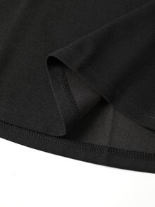 Rometta Plus Size Elegant Solid Color V-Neck Lace Patchwork Waist-Cinching Dress Suitable For Party And Ball Wear - Black - View 7