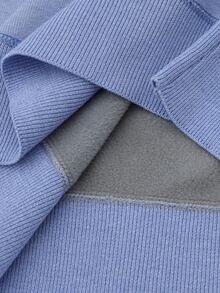 Calvornis Men's Patchwork Collar Knit Sweater - Baby Blue - View 5
