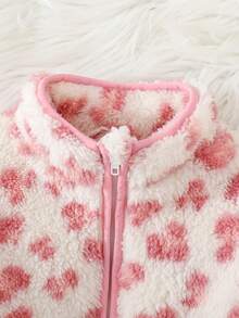 Cozy Pixies 女嬰花卉印花抓絨內裡圓領長袖夾克，百搭舒適秋冬女童外套 - 淺粉色 - 查看 5