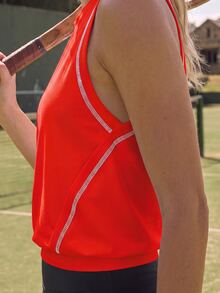 CourtClass CourtClass Women's Round Neck Casual Sports Tennis Tank Top - Red - View 6