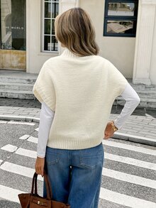 SHEIN Frenchy Women's Autumn/Winter Cable Knit Stand Collar Casual Loose Knit Top,Fall/Winter Elegant Formal Luxury Business Chic Basic Christmas - Multicolor - View 2
