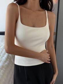 DAZY 2pcs/Set Women's Winter Thermal Lined Simple Versatile Camisole Base Layer Tops - Black - View 16