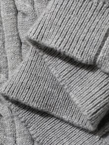 DAZY Women's Colorblock Fitted Long Sleeve Collared Cable Knit Casual Vacation Korean Style Versatile Everyday Autumn/Winter Sweater - Grey - View 10