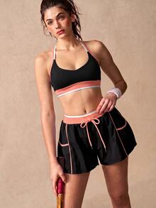 VARSIVA Women's Colorblock Casual Versatile Daily Travel Sports Shorts - Black - View 7