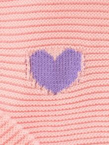 Tween Girls Heart Colorblock Knit Cardigan V-Neck Short Contrast Heart Pattern Sweater Jacket, Stylish Autumn/Winter Knit Top For Girls, Suitable For Daily Wear, School, Travel, Vacation, Party And Photo Shoots - Purple - View 3
