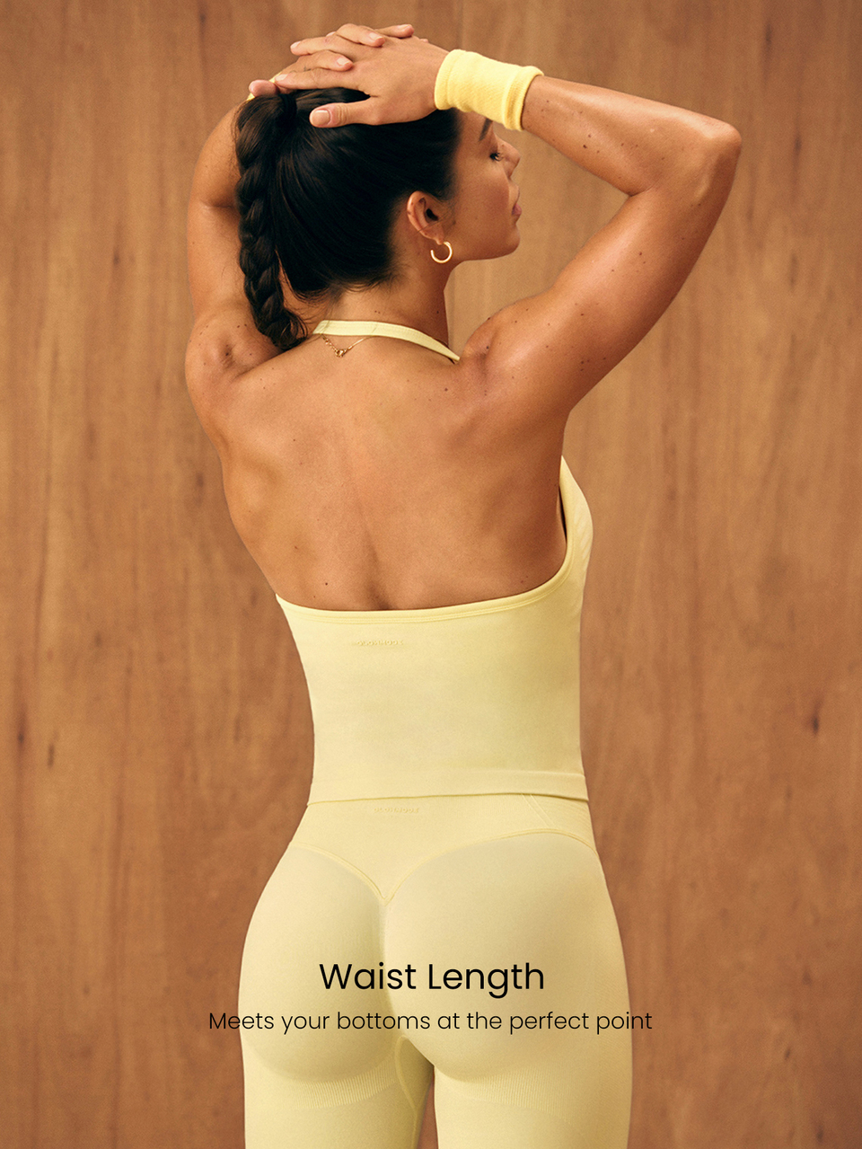 Ultrafine Soft Seamless Breath Easy Open Back Removable Cups Cinched Bust Halterneck Tank Top Medium Impact Training Running Workout Gym Wear