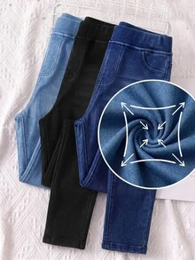 SHEIN Girlism 3件組 青少年女孩牛仔褲 2026秋冬款 可愛Y2K百搭款 萬聖節新年適用 - 彩色 - 查看 6