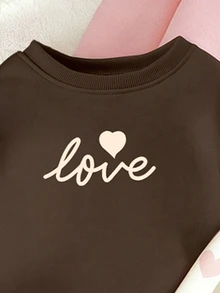 (3套) 秋冬女童幼兒休閒可愛極簡黑白愛心字母蝴蝶結豹紋基本款圓領衛衣與內搭褲 - 彩色 - 查看 3