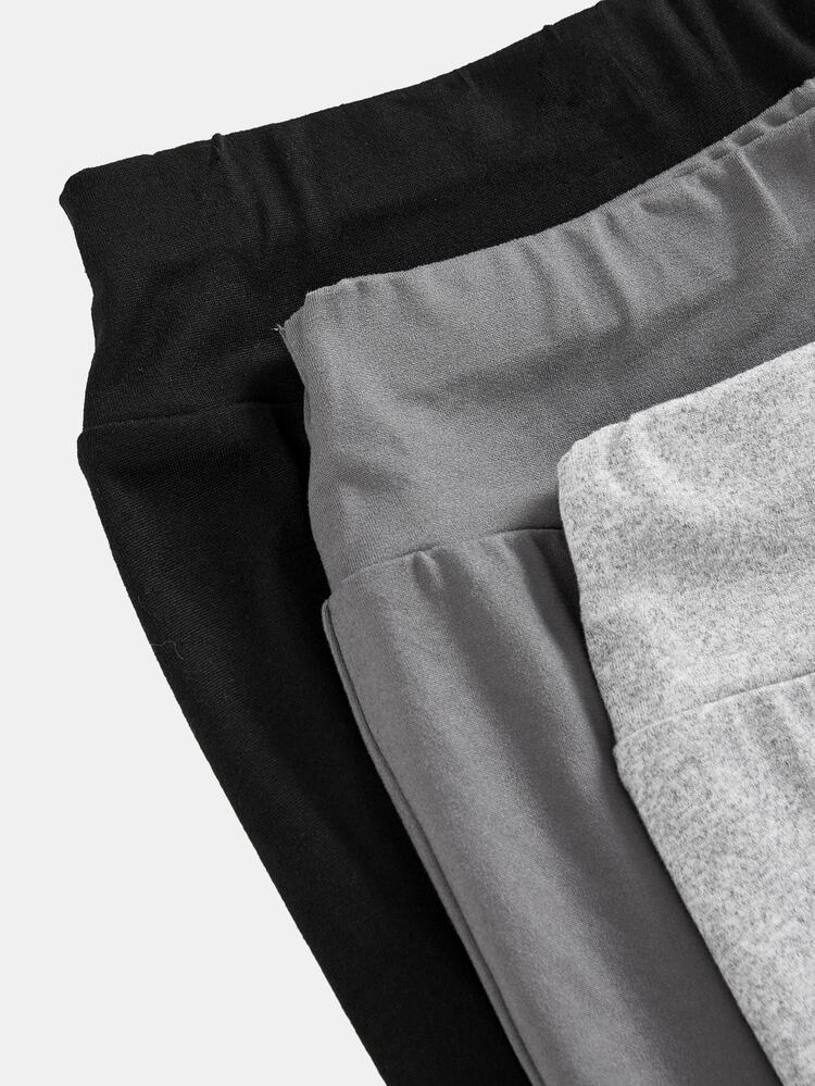SHEIN Tween Girls Tween Girl Autumn/Winter Knitwear Black Dark Grey Light Grey High- Wide Waistband Snug Fit Flared Pants All-Match Versatile Simple Comfortable Pcs - Multicolor - View 3