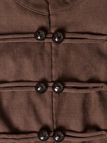 EastFlair Plus Size Women's Solid Color Casual Daily Long Sleeve Jacket - Brown - View 9